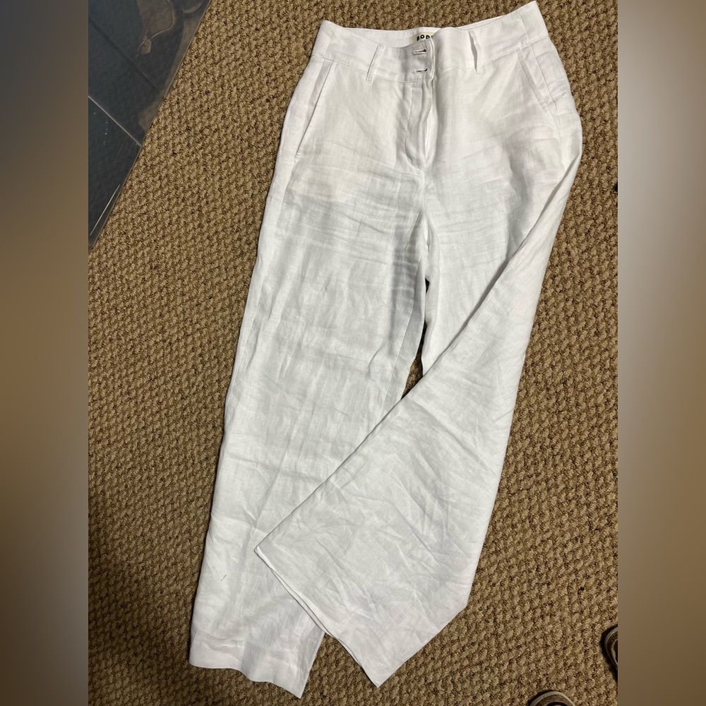 Boden White Linen pants Trousers